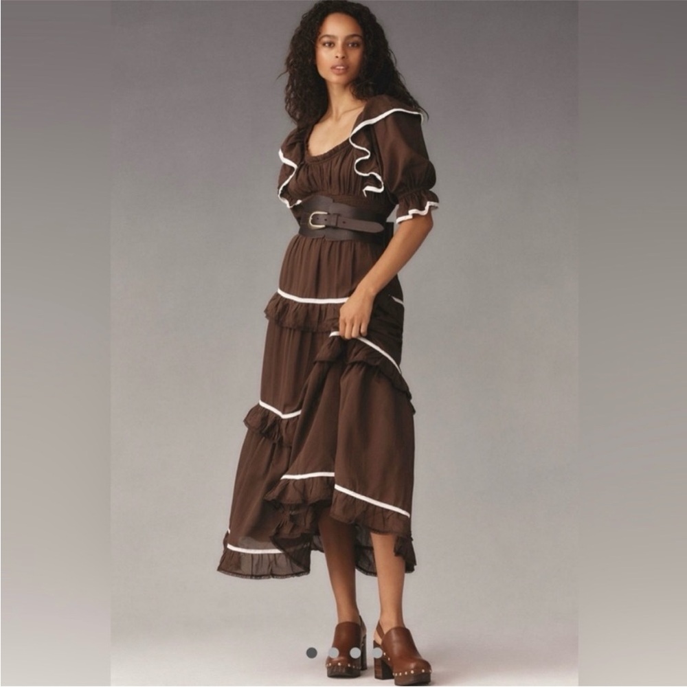 Anthropologie Chocolate Off-Shoulder Dress